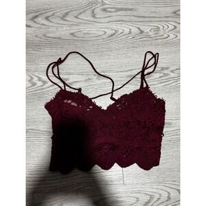 FP One Free People Lace Bralette Crop Top Cami Tank Burgundy XS/TP Women's‎